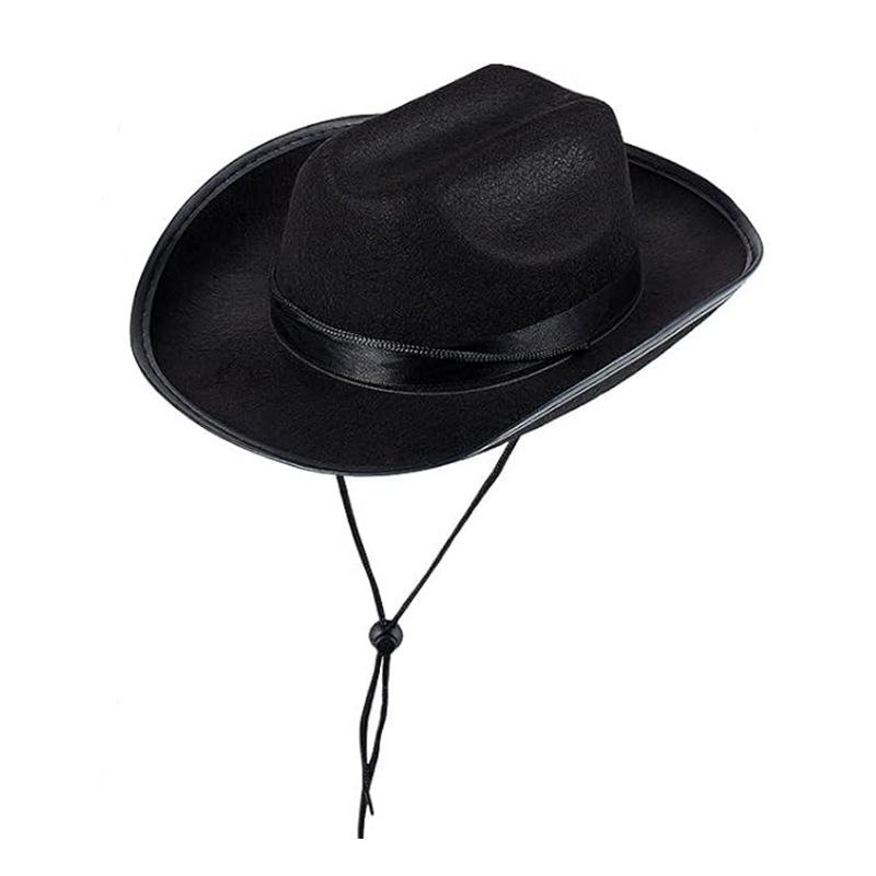 Children s Pink-Trimmed Denim Western Cowboy Hat with Black and White Scarf