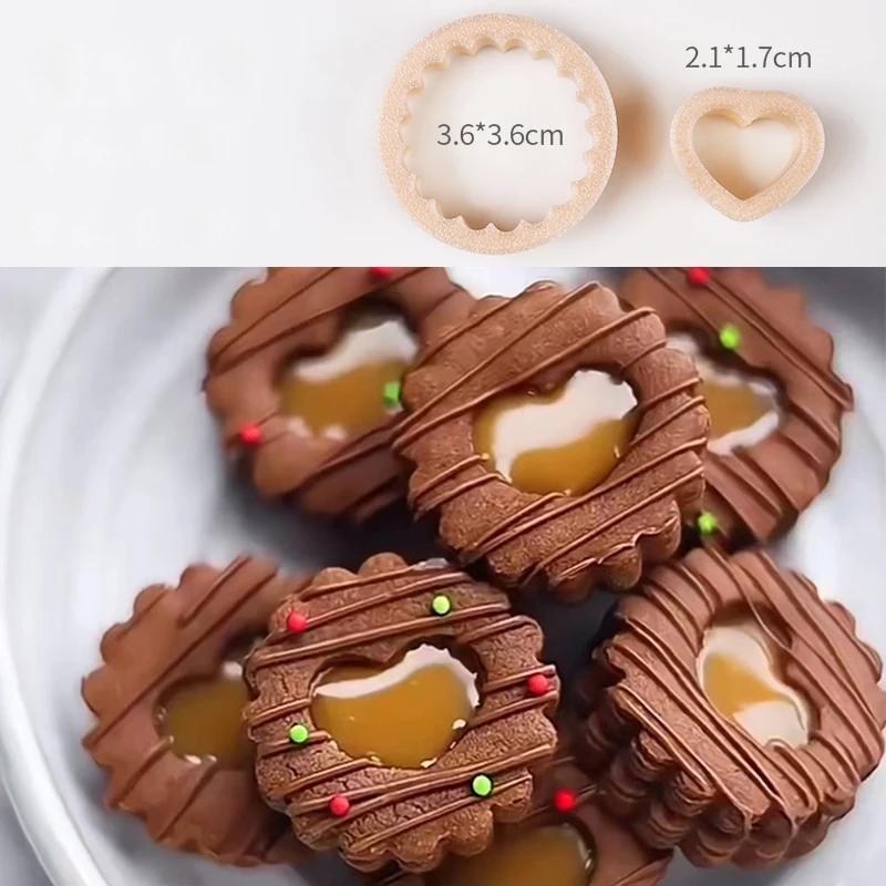 Jam Sandwich Cookie Cutter Biscuit Mold 3D Christmas Plastic Pressable Fondant Cookie Stamp New Year Cake Decor Baking Tools
