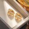 Heart-Shaped Hip Hop Zirconia Stud Earrings with European & American Design