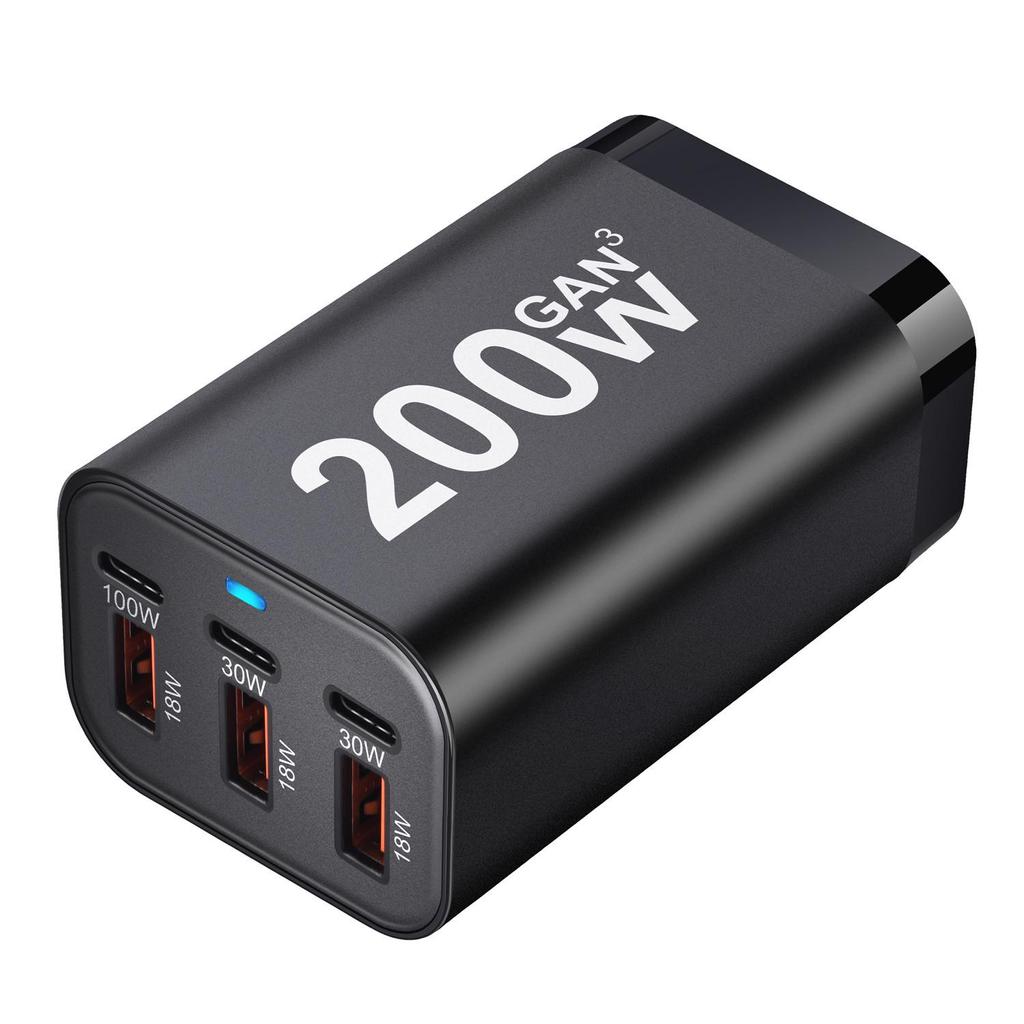 200W GaN PD Charger: 3A3C Multi-port Desktop Power Bank & Adapter