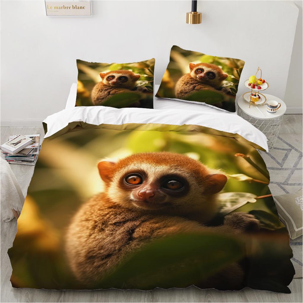 3D Animal Bedding Set - Giraffes Mountains Grassland Quilt Cover Twin/King Size, 2/3PCS Soft Polyester Bed Linen, Durable & Fade