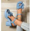 Fashion 2025 Summer Women's Fashion Sandals Platform Bow Tie Buckle Strap Dress Sandals Chunky High Heel Shoes for Casual Party Outfits