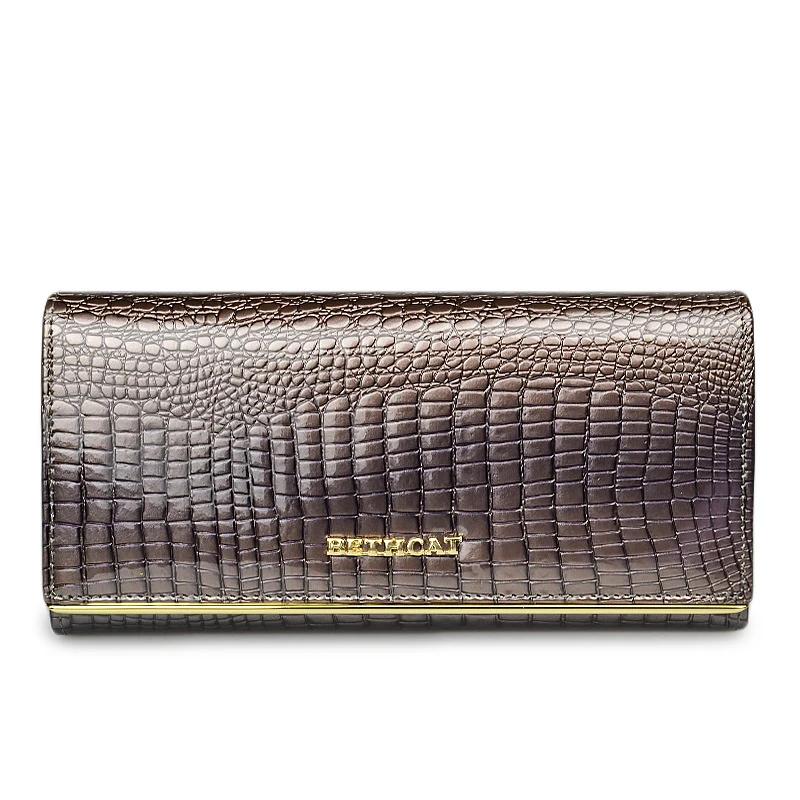 Women's Luxury Genuine Leather Wallet Long Lacquer Crocodile Pattern Clutch Coin Purse High Quality Fashion Luxury Wallet Card Holder