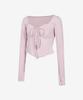 GRANDE LINE Shirred Heart Neck Long Sleeve_5 Colors