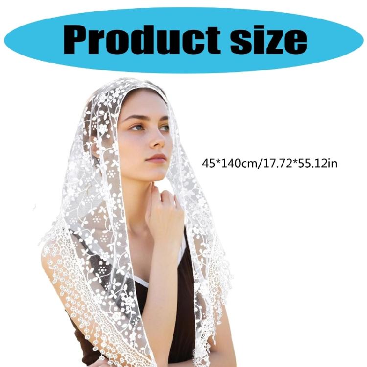 Spitzen Schleier für Hochzeit Kirchenbesuch Lateinische Messe Kopftuch Dreieckiges Mantilla für Formelle Veranstaltung Versammlung Kopfschmuck