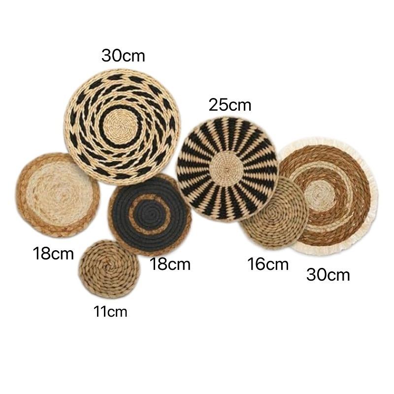 3/4/7pcs Bohemian Style Wall Basket Set Hanging Wall Basket Decoration Bohemian Style Wall Decoration Environmental Round Art