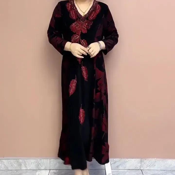 

Весна и осень для мам, модное тонкое платье большого размера свободного покроя 2XL красный