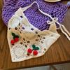 Cherry Floral Knitted Headband Sweet Bohemian Hair Band Cute Crochet Bandana  Girls