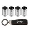 4PCS Jeep Tire Valve Stem Caps + Suede Keychain Set for Renegade Grand Cherokee Patriot Wrangler Compass Auto Accessories ALS1