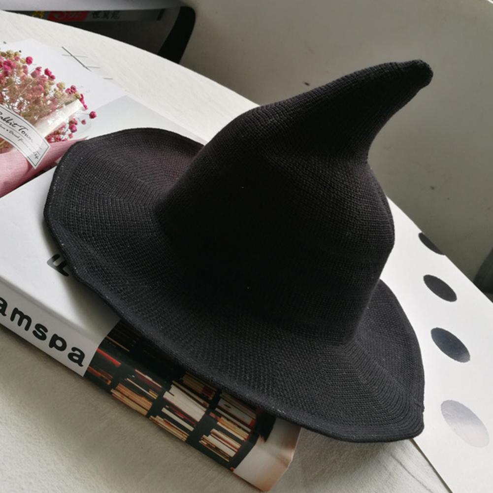 Halloween Witch Hat Elastic Material Unisex Solid Color Sun Foldable Carnival Masquerade Cosplay Performance Wizard H