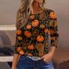 Women's Fashion Casual Round Neck 3/4 Sleeve Loose  Printed T-Shirt Ladies Top