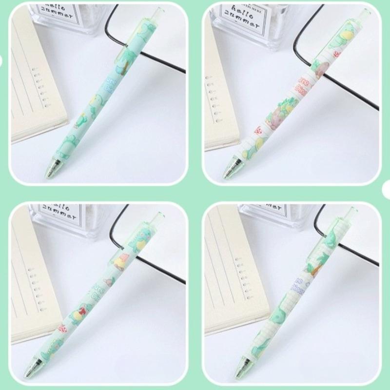 50pcs Happy Dinosaur Press Pen Green Healing Department Press Neutral Pen Student Stationery Office Water-based Signature Pen