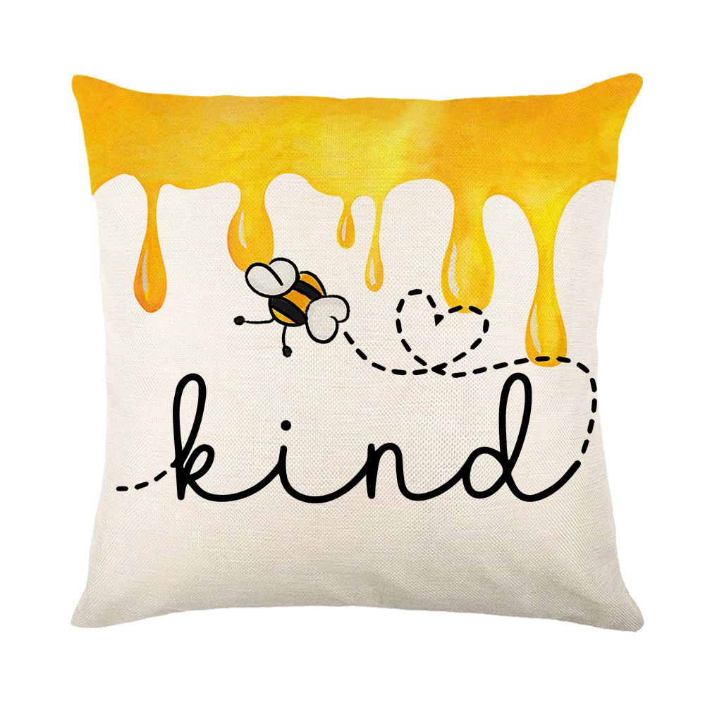 New Bee Day Series Printed Pillow Cover Cartoon Cute Animal Polyester Home Fabric Pillow Cushion