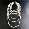 Elegant Multi Strand Imitation Pearls Chokers Necklace With Matching Stud Earrings Gift Set Vintage Fashion Stone Jewelry