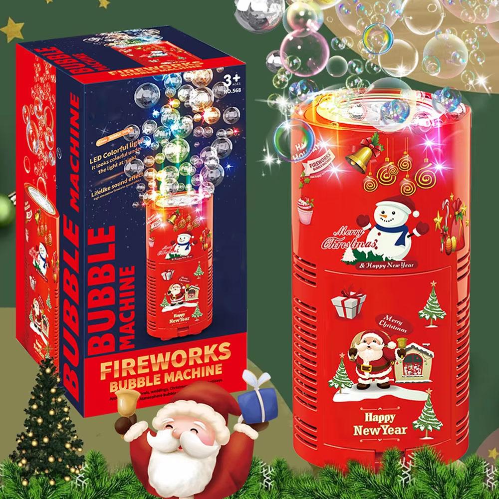 Automatic Firework Bubble Machine Blowing Colorful Bubbles with Dynamic Music Light Bubble Toy for Kids Party Christmas Gift