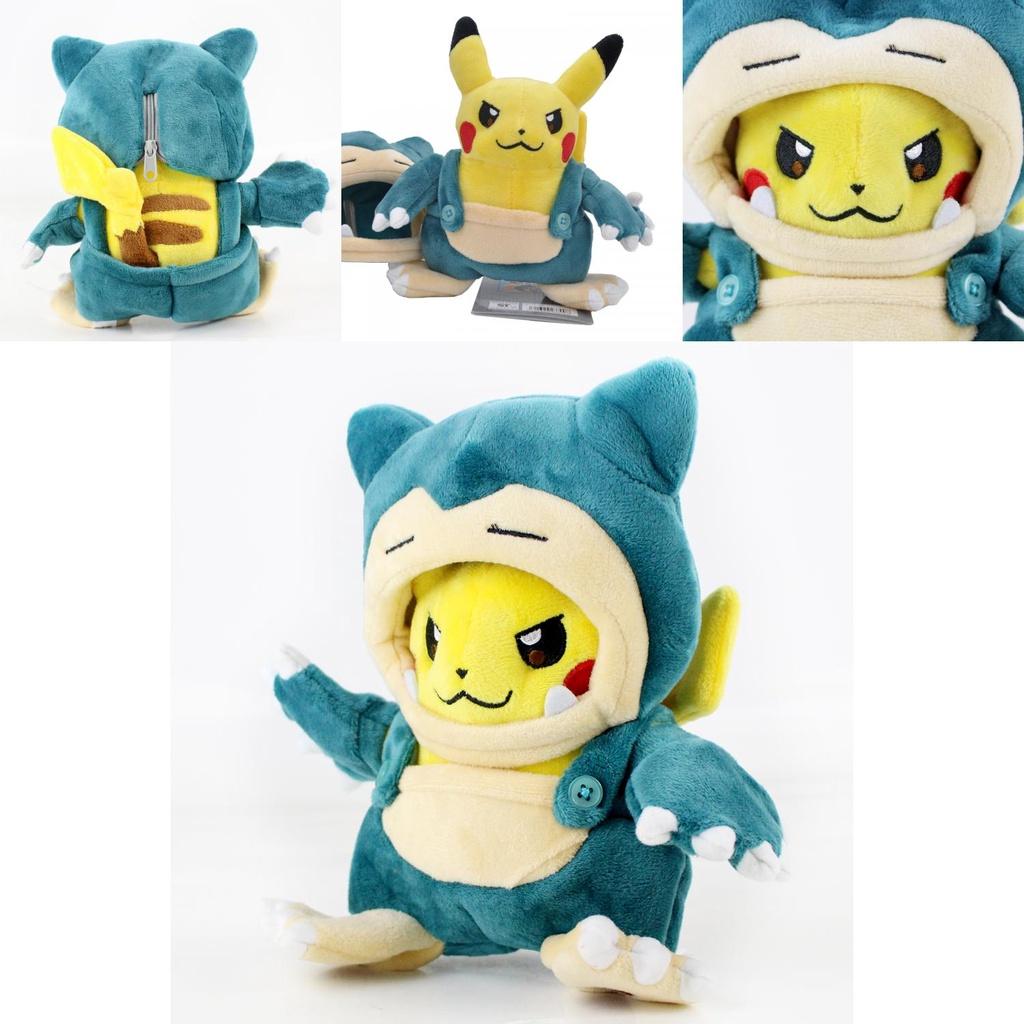 Peluche Pikachu e Snorlax Cross Dressing da 20 cm per Bambini Regalo Collezione