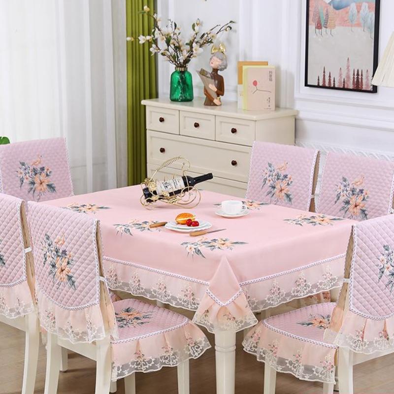 Household Lace Cotton Tablecloth Minimalist Modern Dustproof Tablecloth Chinese Style Machine Washable Cover Cloth 1pcs