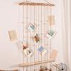 Handmade Raw Wood & Hemp Rope Photo Wall Display for Kindergarten