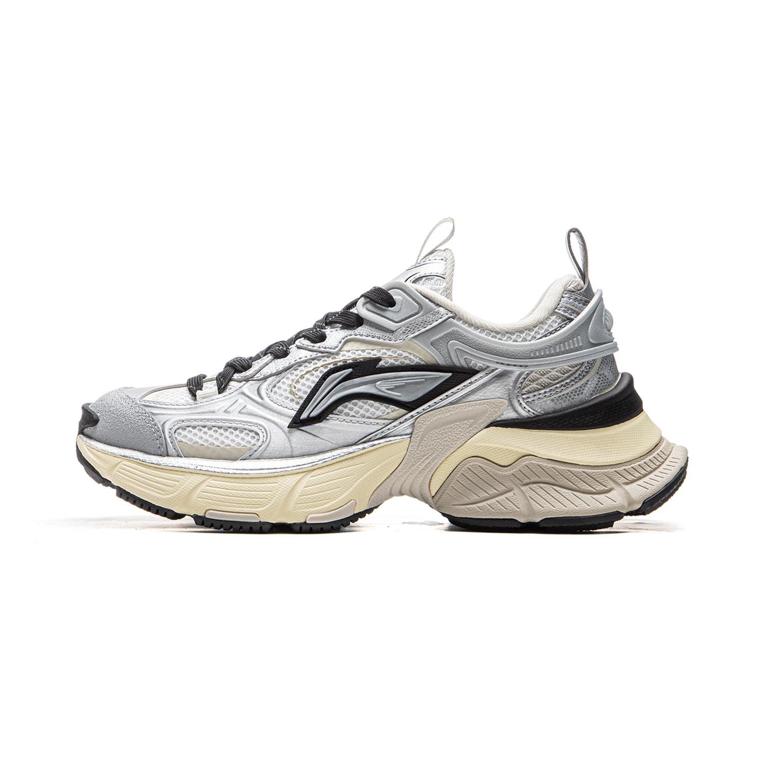 Li Ning Xingji Амортизирующие Нескользящие Износостойкие Дышащие Низкие Массивные Кроссовки Женские Серебристо-Белые AGCU372-2 39