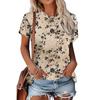 Fashion Women's Crew Neck Short Sleeve 3D Casual Color Printing Casual Short Sleeve Crew Neck T-Shirt