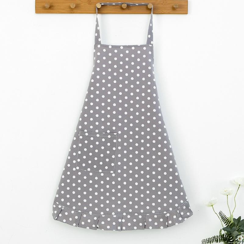 Cute Japanese Style Polka Dot Apron: Breathable, Hanging Neck, Waterproof & Oil-Proof for Kitchen.