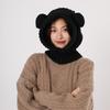 1PC Y2K Winter Warm Knit  Balaclava Hat Women Cute Bear Warm Beanie Hooded Scarf Beanie Hat Skull Cap Collar Neck Cover Pullover