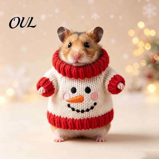 Haustierfotografie Kostüm Weihnachten Hamster Pullover, Weich Gestrickt Niedlich Feiertags Outfit, Gemütlich Klein Warm Kleidung Rollkragen Festlich Winterkleidung