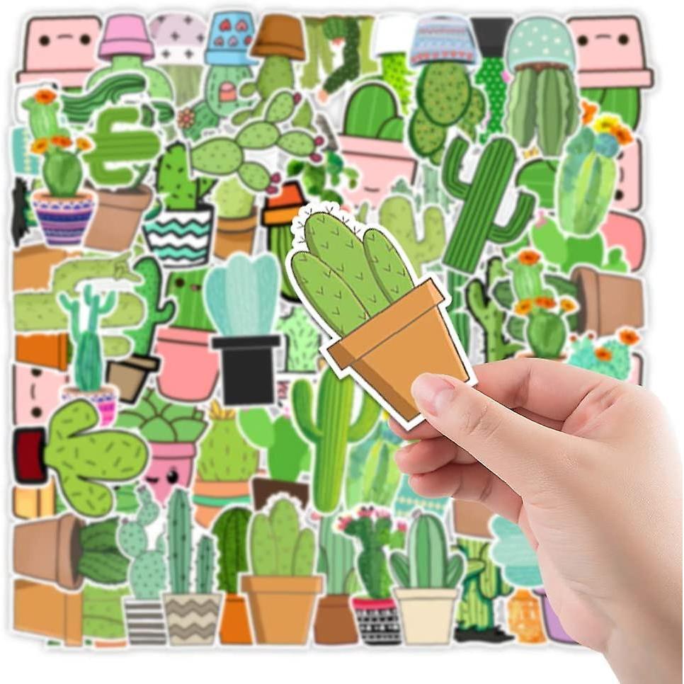 Kaktus-Sticker für Wasserflaschen, 50 Stück Wasserdichte Vinyl-Sticker-Packung für Hydro Flask, Scrapbook, Laptop, Computer, Skateboard, Gepäck, Handy, Niedlich