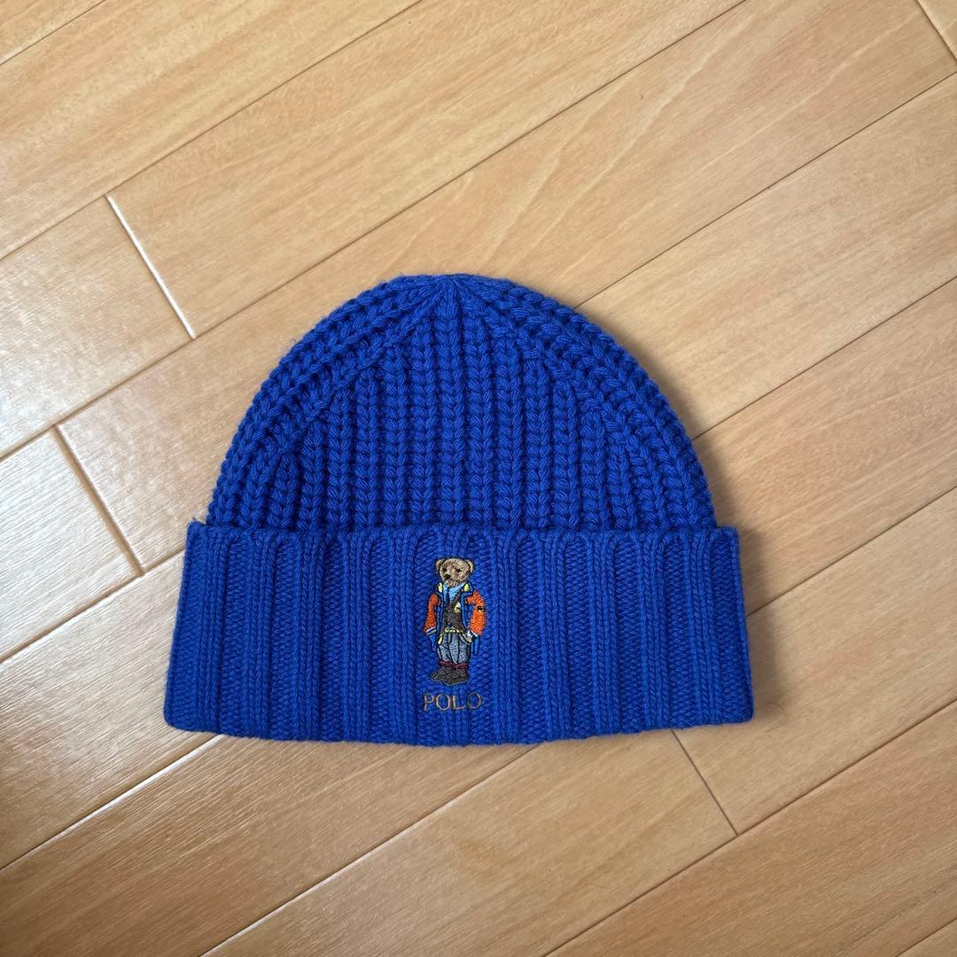 Used Good condition Polo Ralph Lauren Polo Bear Knit Hat Beanie Blue