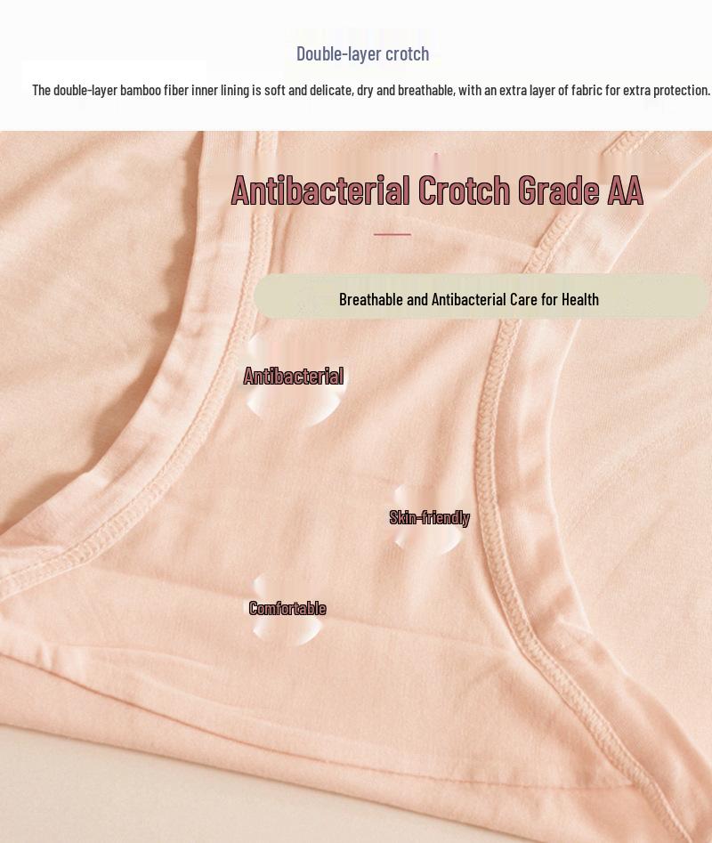 Plus Size Women's Bamboo Fiber Mid-High Waist Panties - Breathable, Antibacterial, Comfortable, Hip-Hugging, Mom Briefs.