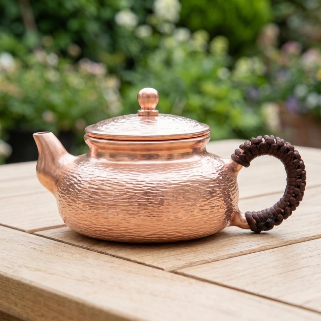 Copper Teapot Hammered with Side Handle Kettle for Collectors,