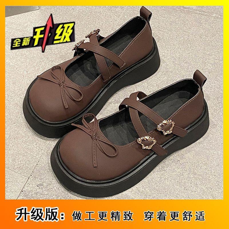

Vintage college style jk versatile Mary Jane shoes women s spring 2025 new brown bow platform small leather shoes 40