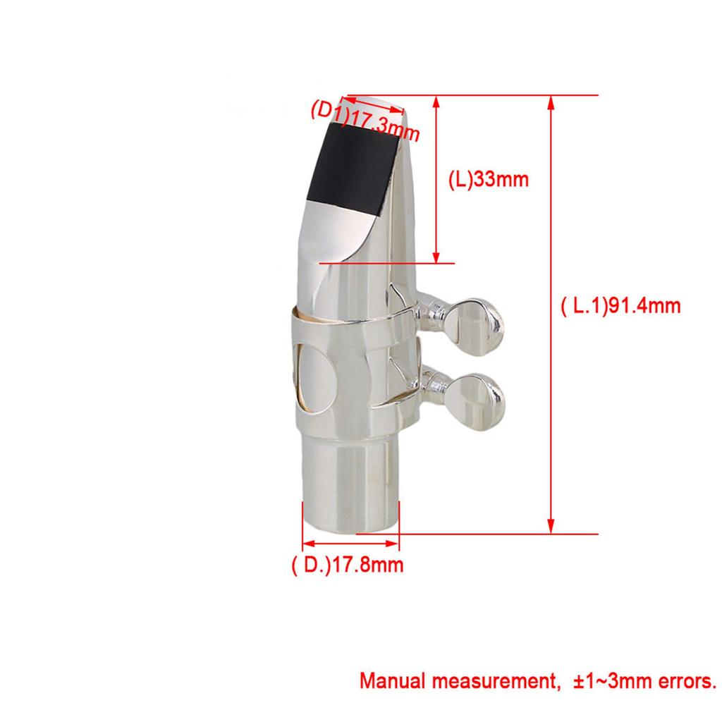 Yibuy Silver #6 Alto Saxophone Mouthpiece with Cap Ligature for E-flat Alto Saxophone