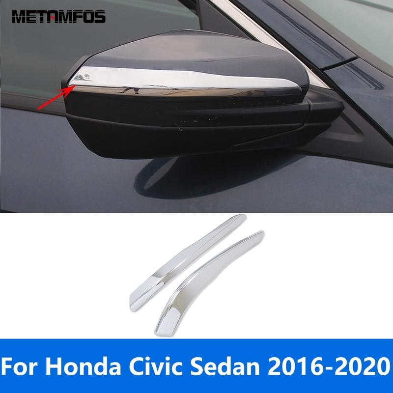 For Honda Civic Sedan 2016 2017 2018   Chrome Rearview Side Mirror Strip Molding Trim Exterior Accessories Car Styling