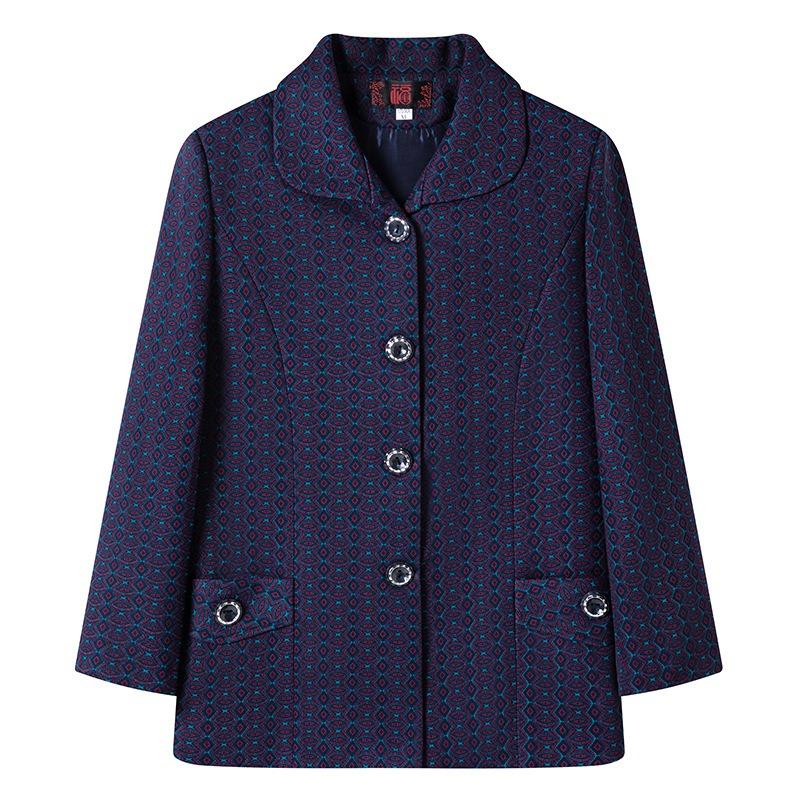 Autumn Women's Top with Lining, Year 0 Thin Coat, Old Lady Lapel Gown