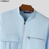 INCERUN Spring Men Zip-up Long Sleeve Casual Loose Short Jackets Coats