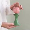 Creative Ceramic Tulip Shaped Candlestick Nordic Style Candle Holders Party Ambience Desktop Decor Crafts Ornaments Candle Cup