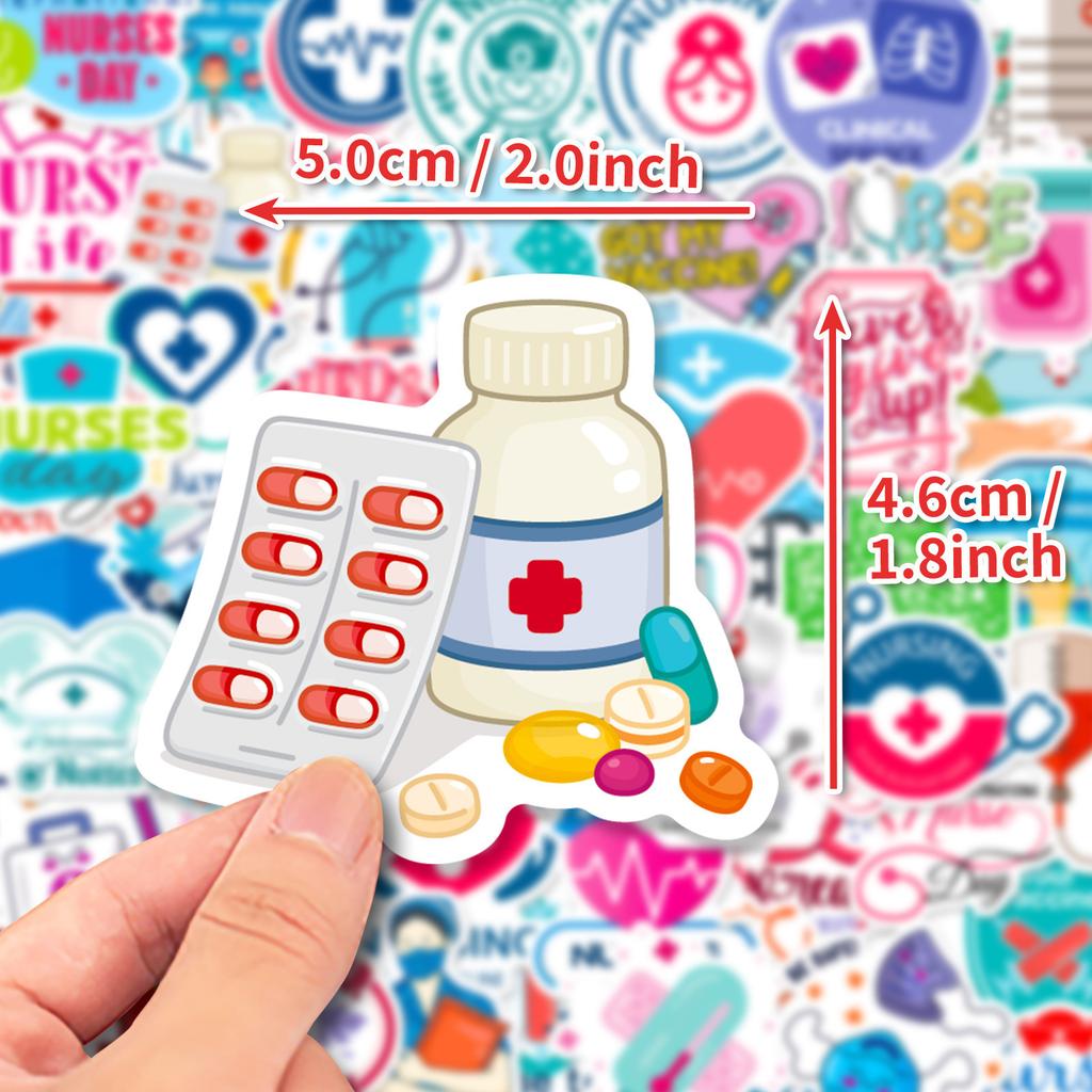 50 Naklejek dla Pielęgniarek i Lekarzy Iniekcyjnych Naklejki Dekoracyjne do Rozpoznawania Obrazków przez Dzieci Naklejki Wodoodporne do Wielokrotnego Naklejania