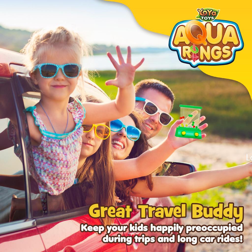 YoYa Toys Handheld Water Games Fish Ring Toss and Basketball Aqua Arcade Toy Set of 2 Compact Mini Retro Toys for Kids and Adults in Gift Box -