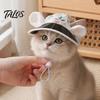 Talos Pet Sun Visor Hat, Summer Floral Cat Cap with Ear Holes, Adjustable Wide Sunshade Brim Hat Cute Rabbit Ears for Cats Dogs Outdoor Protection
