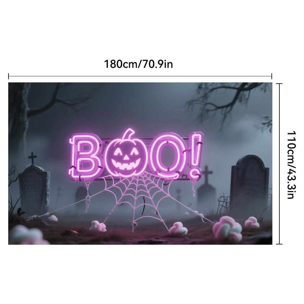 1pc Horro Halloween Party Backdrop Moon Skull Pumpkin Bats  Banner for Halloween Theme Party Decoration Cemetery Photocall Props