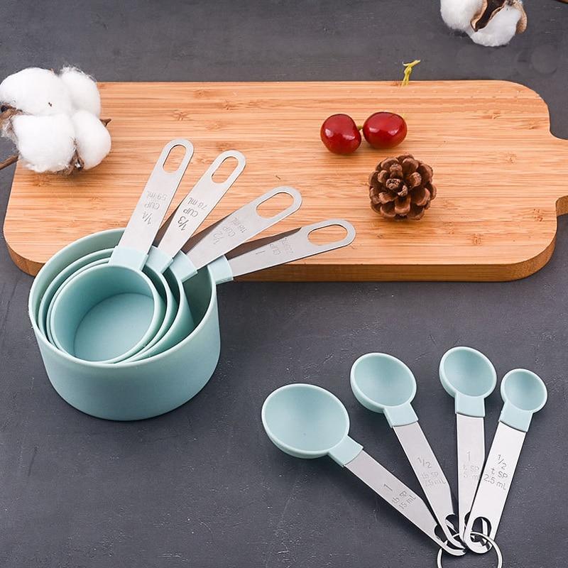 8pcs Multi Purpose Spoons Cup Measuring Tools Baking Accessories Stainless Steel Kitchen Gadgets
