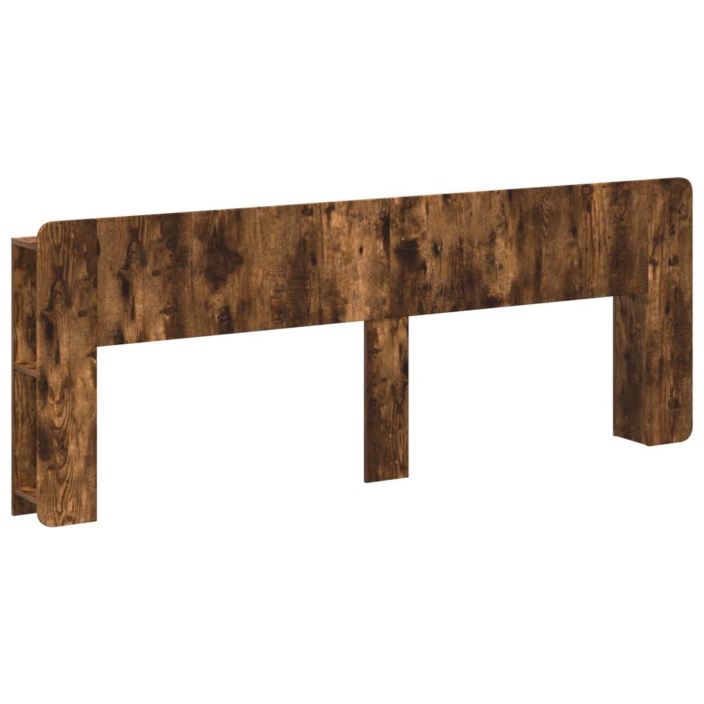 Headboard Cabinet with Storage Smoked Oak Wood Based Material