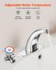 Touchless Bathroom Sink Faucet, Automatic Motion Sensor Restroom Toilet Faucet with Hole Cover Plate, Battery Operated,Hot/Cold Water for 9.5 mm Pipe