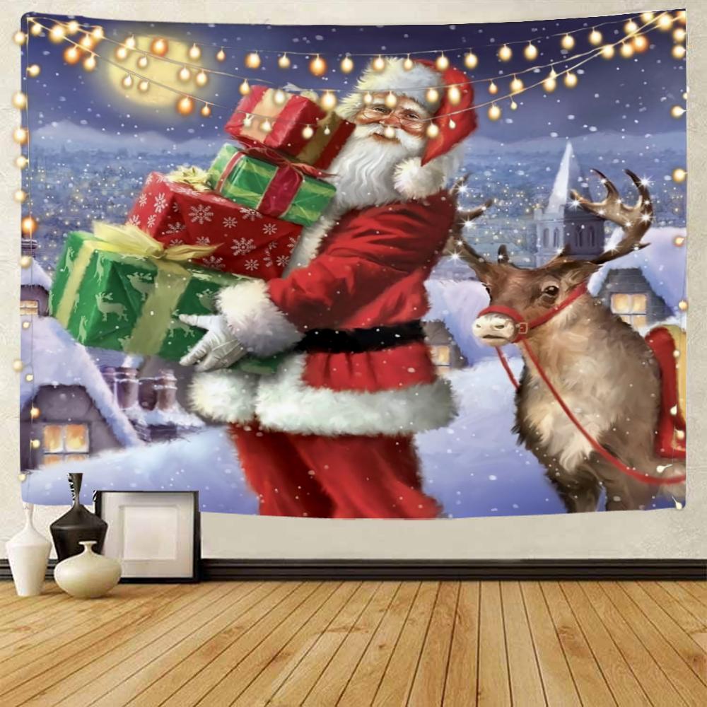 Christmas Santa Background Decoration Tapestry Christmas Party Bar Background Decoration Tapestry Christmas Home Background