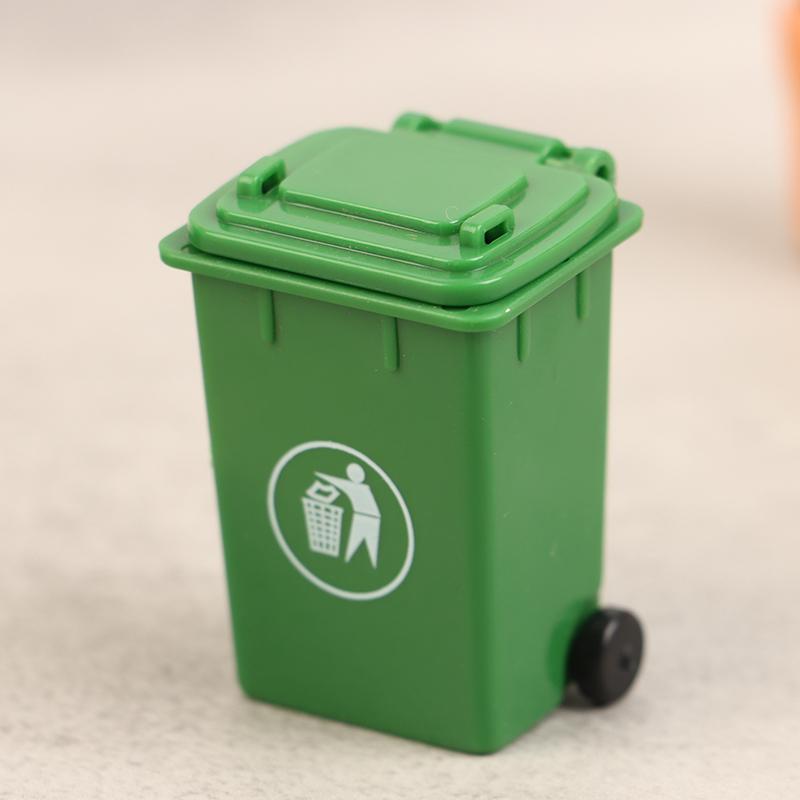 1Set 1:12 Dollhouse Miniature Trash Can Toy Mini Sanitation Trash Cans Model Simulation Garbage Curbside Trash Bin Kid Toys Gift