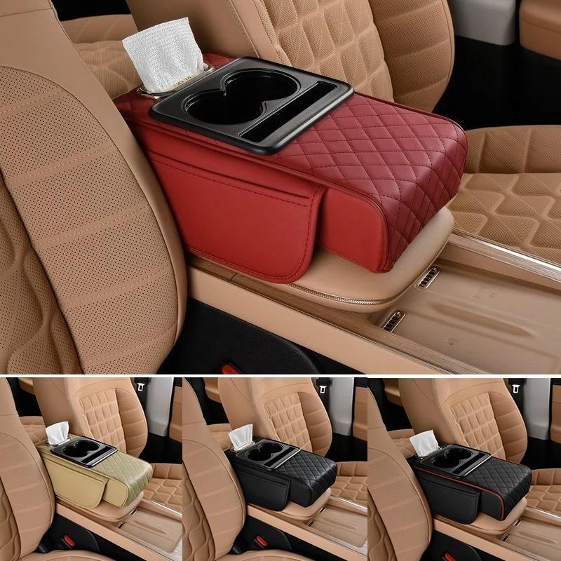 Car Armrest Box Thickened Height Pad Armrest Pad And Pocket Tissue Cup Holder Memory Foam Elbow Support Height Pad