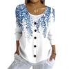 Women's Fashion Casual Knit Sweater Button-Up Floral Print Cardigan Jacket