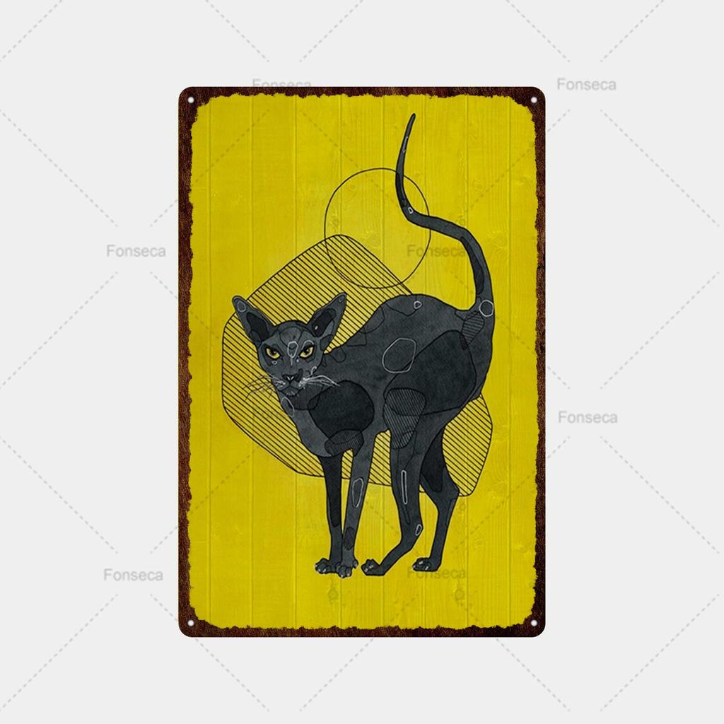 Coole schwarze Katze Metallschild Blechschild Metall Retro Bar Wanddekoration Bar Club Loch Metallplakat
