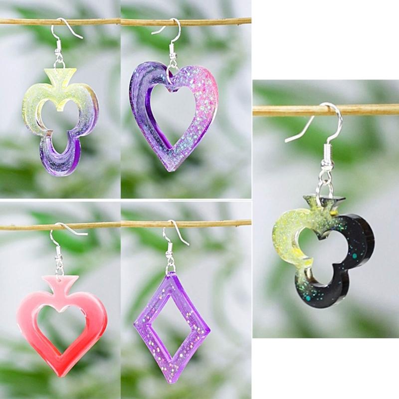Playing Card Earring Silicone Mold Resin Pendant Mould Epoxy Casting Craft Decor